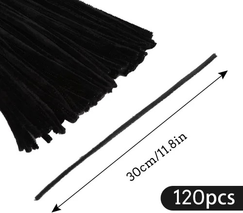 Miniatura 2 de 120 tallos de felpilla de pipa negra, tallos de chenilla, limpiadores de tuberías largos para manualidades, limpiadores de tuberías para rastas