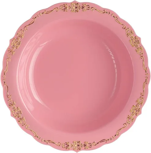 Miniatura 20 de SIZENAME - Platos de plástico desechables, diseño victoriano de calidad premium, color crema, para fiestas y bodas, 60
