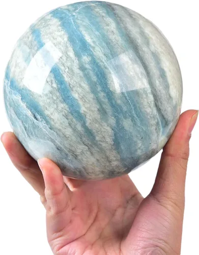 Miniatura 68 de JIC Gem Esfera de cristal de cuarzo Pietersite, bola de cristal decorativa azules y marrones dorados para meditación, decoraciones de mesa