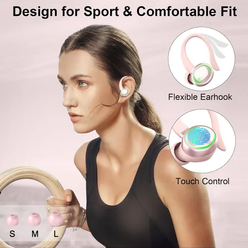 Miniatura 4 de Auriculares inalámbricos Matast, auriculares Bluetooth deportivos, auriculares con gancho para el oído IP7 impermeables con entrenamiento