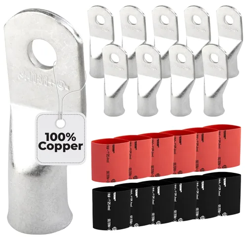 Miniatura 206 de SELTERM 5 piezas terminales de cable de cobre estañado 1/0 AWG perno de 1/2", extremos de cable de batería, terminales de anillo, conectores