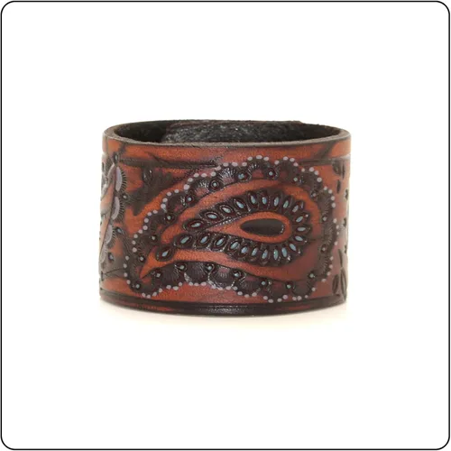 Miniatura 4 de Pulsera de cuero con patrón de impresión punk rock, brazalete ancho de puño