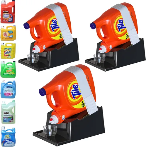 Miniatura 18 de TidyFriend - Paquete de 3 soportes para detergente líquido con bandeja de goteo y patas de agarre de goma, soporte para organización y Blanco