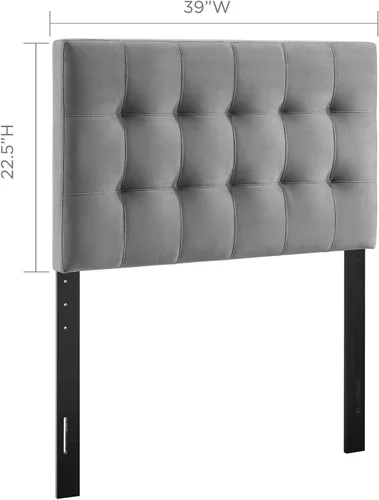 Miniatura 2 de Modway Lily Biscuit - Cabecero de terciopelo con estilo capitoné para cama individual, color gris