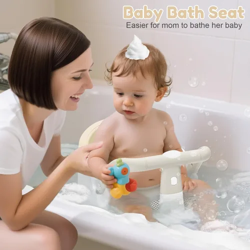 Miniatura 2 de Asiento de baño para bebés de 6 meses en adelante sentados, silla de baño antideslizante con ventosa, seguro y cómodo asiento de baño infantil