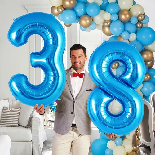 Miniatura 4 de Globo azul con número 8 de 40 pulgadas, globos grandes de helio de lámina con número, globos gigantes de Mylar número 8 para suministros