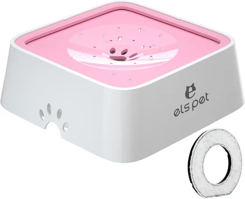 Miniatura 9 de ELS PET - Dispensador de agua sin derrames y de alimentación lenta - Tazón de viaje de gran capacidad de 70oz/2L para perros y gatos (Gris)