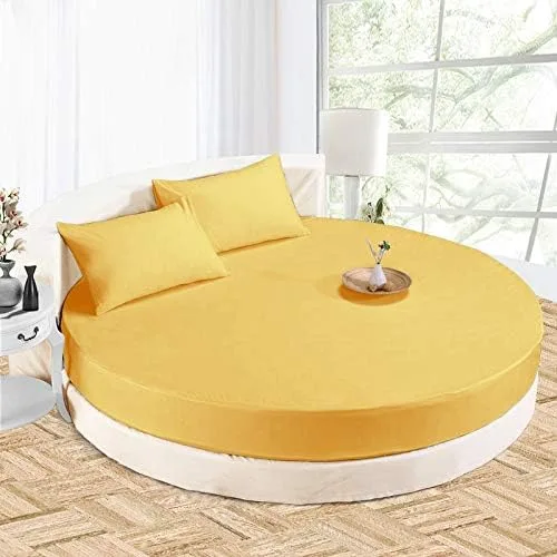 Miniatura 24 de Sábana bajera redonda 100% algodón de 800 hilos, 1 sábana bajera/inferior de 18 pulgadas de profundidad y 2 fundas de almohada, juego de sábanas