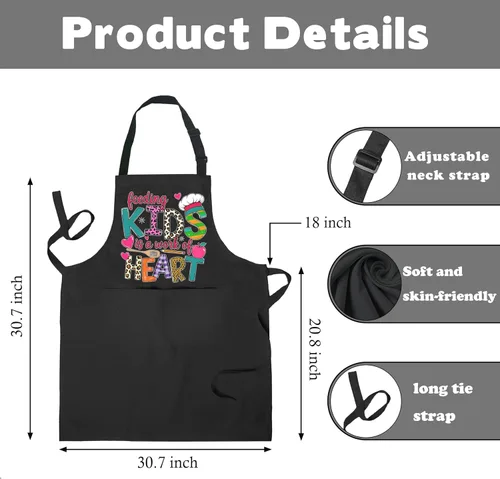 Miniatura 7 de Cafeteria Worker Gifts Adjustable Apron with Pockets, Lunch Lady Hero Appreciation Gifts