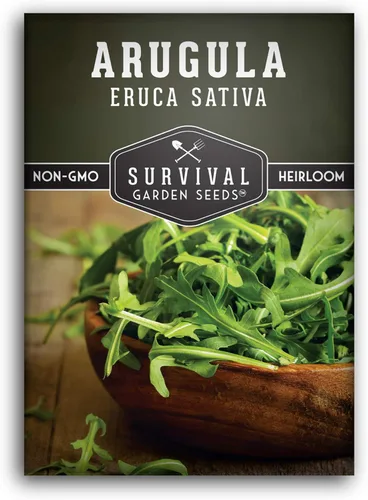 1 paquete de semillas de rúcula para plantar con instrucciones para cultivar verduras de hoja verde cohete de jardín en tu huerto casero, reliquia
