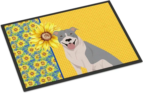 Miniatura 326 de Caroline's Treasures WDK5313MAT Airedale Terrier - Tapete para puerta delantera de 18 x 27 pulgadas, diseño de girasoles de verano, para entrada