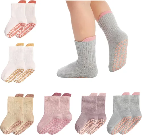 Miniatura 10 de 6/8 Pairs Toddler Baby Grippy Socks, Cute Seamless Non Slip Grip Ankle Socks for Toddler Girls Boys Kids, 1-5 Y