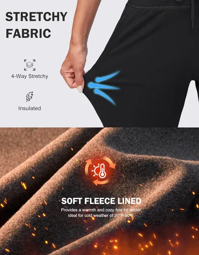 Miniatura 5 de G Gradual Pantalones deportivos con forro polar para mujer, de cintura alta, resistentes al agua, térmicos, para invierno, correr, senderismo