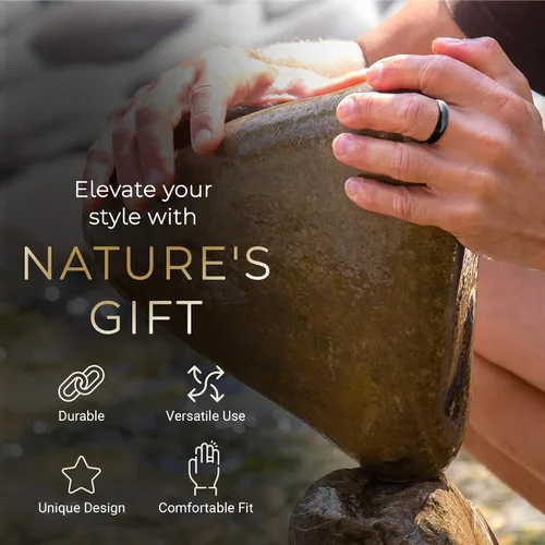 Miniatura 2 de Colección de anillos de piedra, anillos apilables para mujeres y hombres, bandas minimalistas de piedra natural, tallas 4-15