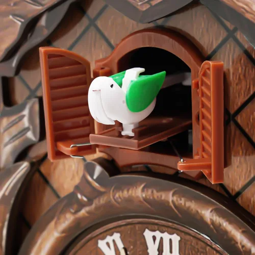 Miniatura 8 de Reloj de cuco con función de timbre, reloj de pared de madera vintage para pared, diseño antiguo con péndulo, volumen ajustable, reloj de cuco
