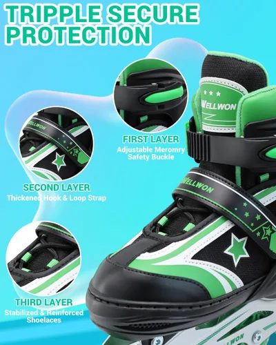 Miniatura 3 de Patines en línea para niños y niñas de 6 a 12 años, patines ajustables para principiantes con ruedas iluminadas para niños, jóvenes y adolescentes