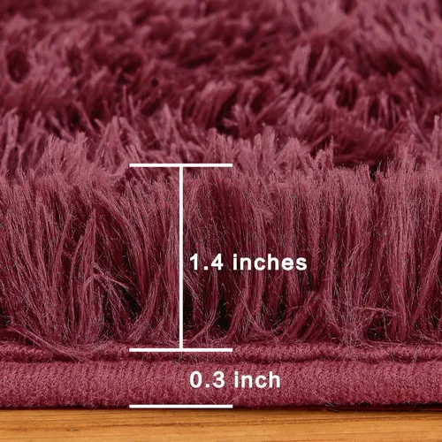 Miniatura 2 de Andency Alfombras suaves color burdeos para sala de estar, dormitorio, 5 x 8 pies, alfombra de noche lanuda esponjosa, antideslizante, alfombra