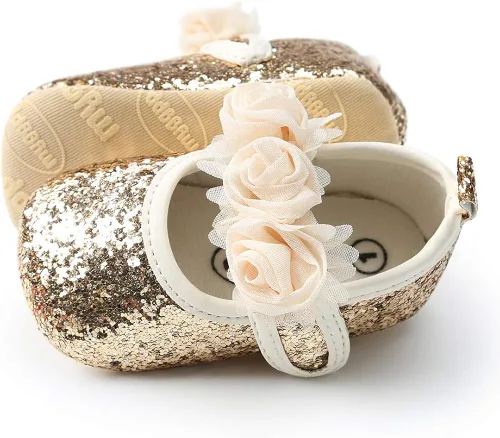 KIDSUN Zapatos Mary Jane con suela de goma antideslizante, zapatos de ballet, vestido de princesa, zapatos de boda, zapatos de cuna para recién