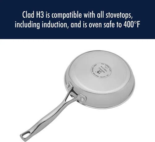 Miniatura 8 de HENCKELS Clad H3 - Sartén antiadherente de cerámica de inducción de 8 pulgadas, acero inoxidable, duradera y fácil de limpiar