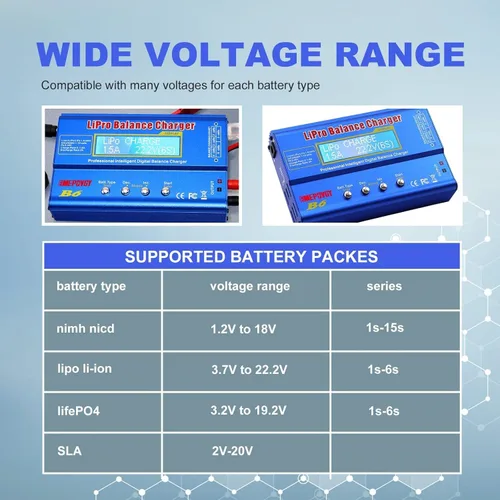 Miniatura 4 de Cargador de equilibrio de batería B6 Lipo 80W descargador para NiMH/NiCd (1-15S) LiPo/Li-ion/Life Battery (1-6S) RC Hobby Baterías Cargador