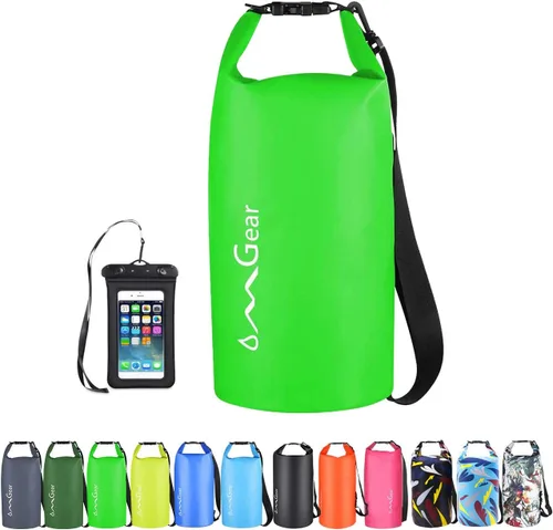 Miniatura 12 de OMGear - Bolsa seca impermeable y bolsa para teléfono, bolsa flotante de 40L/30L/20L/10L/5L para kayak, navegación, actividades al aire libre verde