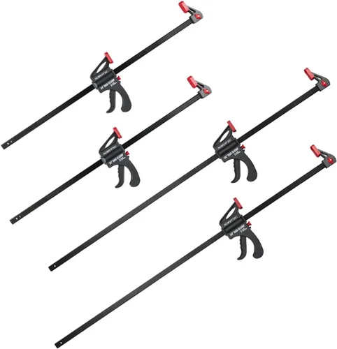 POWERTEC Abrazaderas de barra de 24 y 36 pulgadas, paquete de 4, abrazaderas de agarre rápido con gatillo y trinquete para proyectos de carpintería,