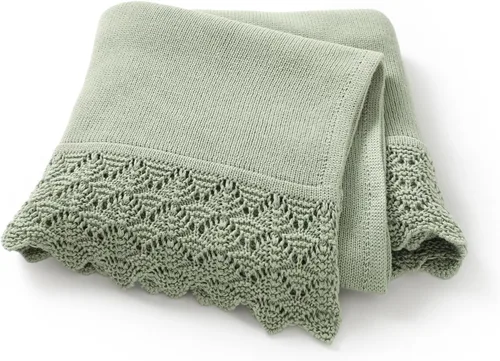 Miniatura 10 de Hadetoto Manta de bebé de 31 x 40 pulgadas, manta de punto de algodón suave para niños recién nacidos, cuna, guardería (beige)