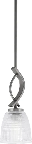 Miniatura 50 de Toltec Lighting Cavella Stem Colgado Mini colgante, acabado grafito, vidrio de muselina blanca de 4 pulgadas
