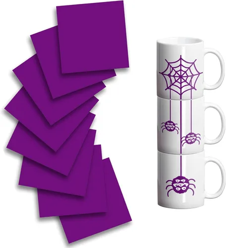 Miniatura 6 de KASYU Hojas de tinta de transferencia de sublimación para prensa de tazas Cricut, 8 piezas de papel de transferencia para sublimación, papel