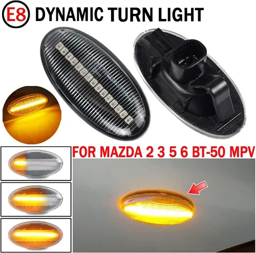 Miniatura 6 de Para-Mazda 2 para Mazda 3 5 6 BT-50 MPV 2 piezas LED dinámica señal de giro lateral luz intermitente secuencial luz intermitente (amarillo)