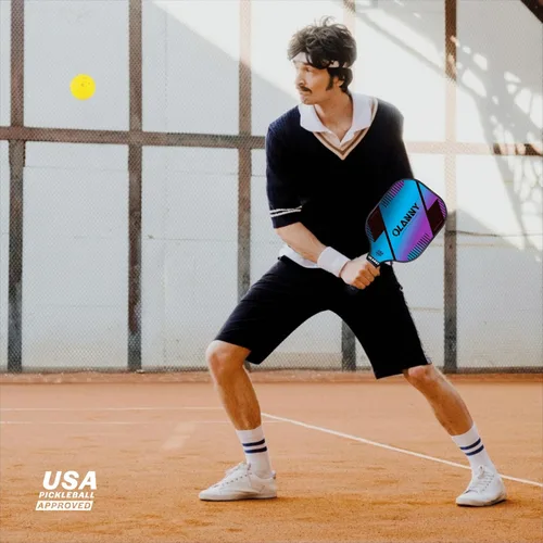 Miniatura 5 de OLANNY Juego de paletas de pickleball de grafito, raquetas de primera calidad, cara de fibra y polímero de núcleo de panal de abeja, incluye paletas