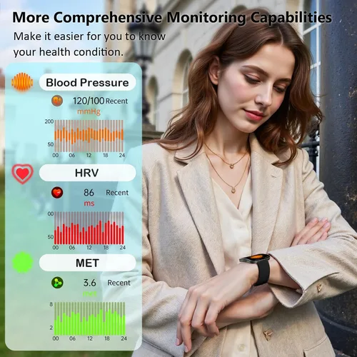 Miniatura 4 de Reloj inteligente para hombres y mujeres, llamadas Bluetooth, esfera AI, preguntas y respuestas AI, 1.85 pulgadas HD AMOLED reloj de fitness