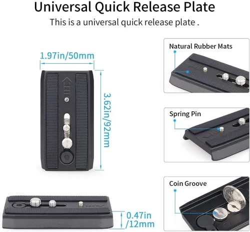 Miniatura 8 de Avella Cabezal fluido de trípode de video con placa de liberación rápida, ligero y resistente, compatible con Manfrotto, carga máxima de 13.2 lb/6