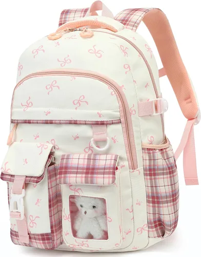 Miniatura 9 de PRLINJSK Mochila para niñas, mochila escolar linda para niñas, niños y adolescentes, mochila Kawaii para primaria, Negro, Mediana, Mochilas