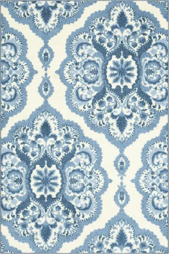 Miniatura 12 de Maples Rugs - Alfombra antideslizante Vivian, para pasillo o entrada, patrón de medallones [fabricada en Estados Unidos], 2 x 6 pies, color gris
