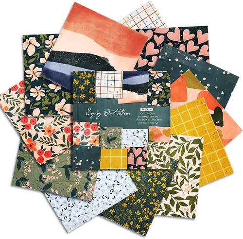 Miniatura 11 de YASMEN Papel de álbum de recortes de doble cara de 12 x 12 pulgadas, suministros bohemios para álbumes de recortes, papel de manualidades