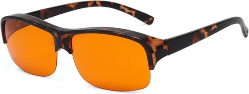 Miniatura 18 de Eyekepper Reducción de Luz Azul al 100%, Gafas de Computadora de Bloqueo Anti-Azul Fitover con Lente Extra Ámbar 1804-negro-100% bloqueo de luz azul