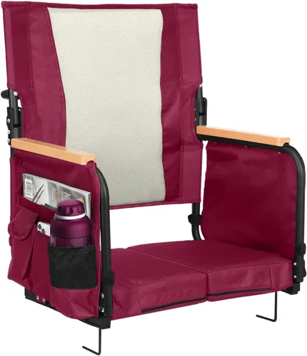 Miniatura 11 de behairity Asientos extra anchos para estadio con soporte para la espalda, sillas de grada con respaldo alto y cojín, asiento de grada plegable