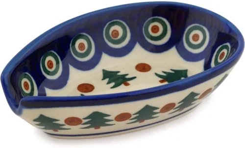 Miniatura 12 de Auténtico soporte de cuchara de cerámica polaca en diseño de amapolas azules hecho a mano en Bolesławiec Polonia por Ceramika Artystyczna +