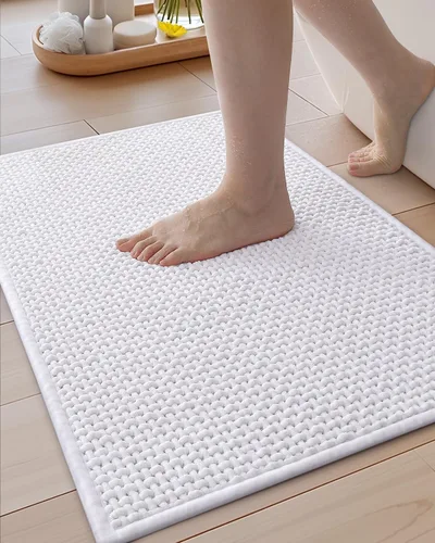 Miniatura 25 de Color&Geometry Alfombras de baño con parte trasera de goma, antideslizante, lavable a máquina, alfombra bohemia de felpilla suave y absorbente