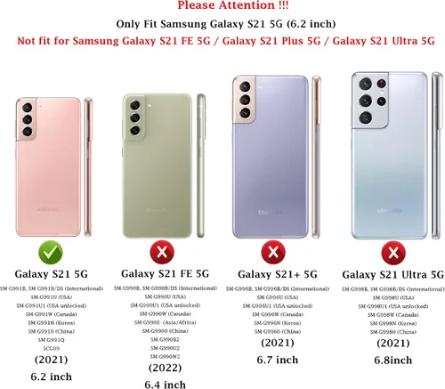 Miniatura 2 de Funda para Samsung Galaxy S21 con cubierta para lente de cámara, protector de pantalla HD, doble capa de grado militar, probada contra caídas