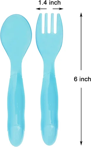 Miniatura 2 de Youngever 18 utensilios de plástico para niños pequeños, tenedores de plástico para niños, tamaño grande, apto para lavavajillas, juego de 9 en 9