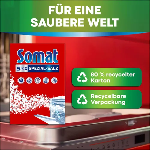 Miniatura 7 de SOMAT Sal especial (2.6 lbs), sal de lavavajillas para un rendimiento más fuerte en el lavado, suavizante de agua para lavavajillas funciona contra