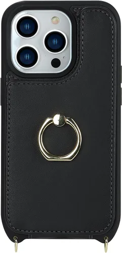 Miniatura 5 de Lipvina Funda para iPhone 15 Pro con Portador de Tarjetas para Mujeres, Funda de Teléfono iPhone 15 Pro con Correa, Cordón Cruzado, Soporte