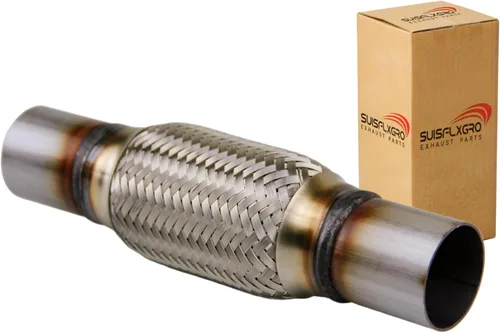 Tubo Flexible de Escape SUISFLXGRO Tipo Universal 100% Acero Inoxidable Para Vehículos Pesados y Coches (1 Pieza, 1.75X6X10)