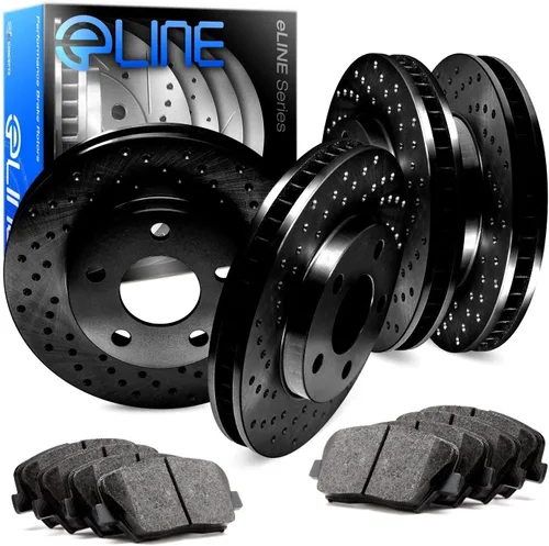 R1 Concepts Kit de freno delantero y trasero para Cadillac XLR 2006-2009; Chevrolet Corvette 2005-2013| Rotores de freno perforados | Kit de
