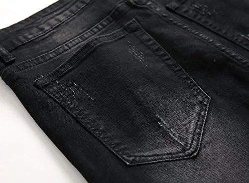 Miniatura 8 de Liuhond Skinny Slim Fashion - Jeans elásticos de motociclista de Hip Hop con agujeros rectos rasgados.
