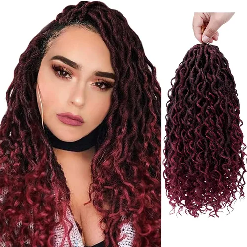 Miniatura 33 de Rastas sintéticas de cabello de ganchillo de 10 pulgadas, cabello de ganchillo Ombre Goddess Locs para mujer, trenzas de ganchillo suaves y rizadas