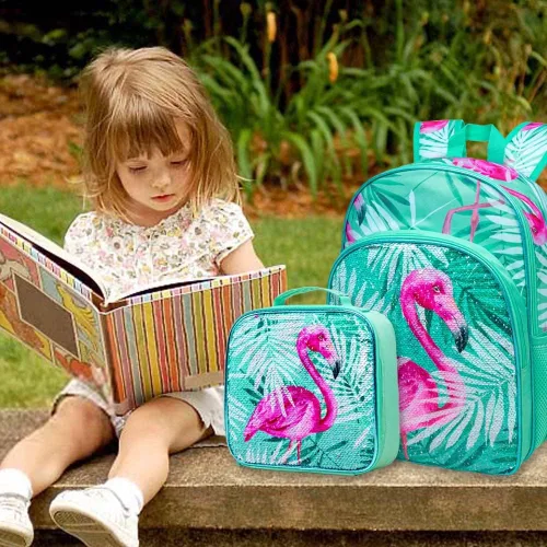 Miniatura 8 de gxtvo Mochila de 3 piezas, 16 pulgadas con lentejuelas y lonchera