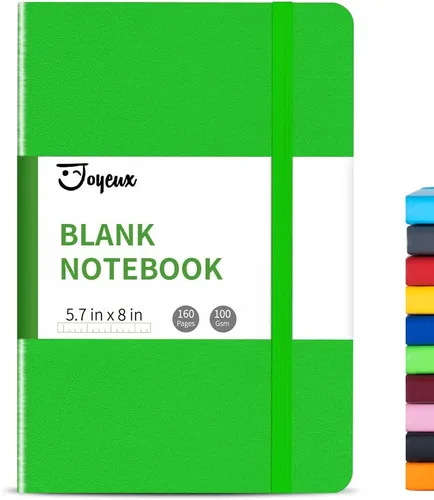 Miniatura 14 de JOYEUX - Libreta en blanco tipo diario, A5, 160 páginas, libros de bocetos gruesos de 100 Gsm, diario de tapa dura para escribir, 5.7 x 8 pulgadas